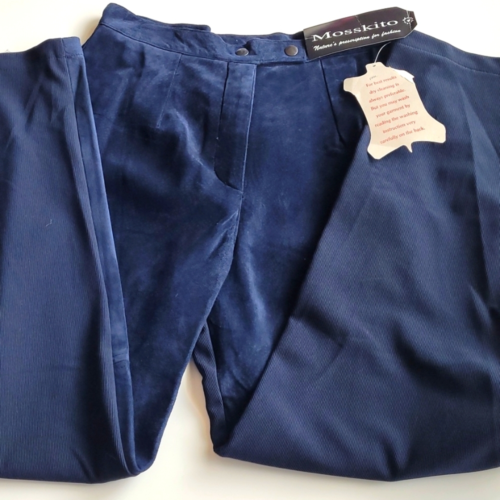 Vintage Mosskito Suede Navy high rise pants large